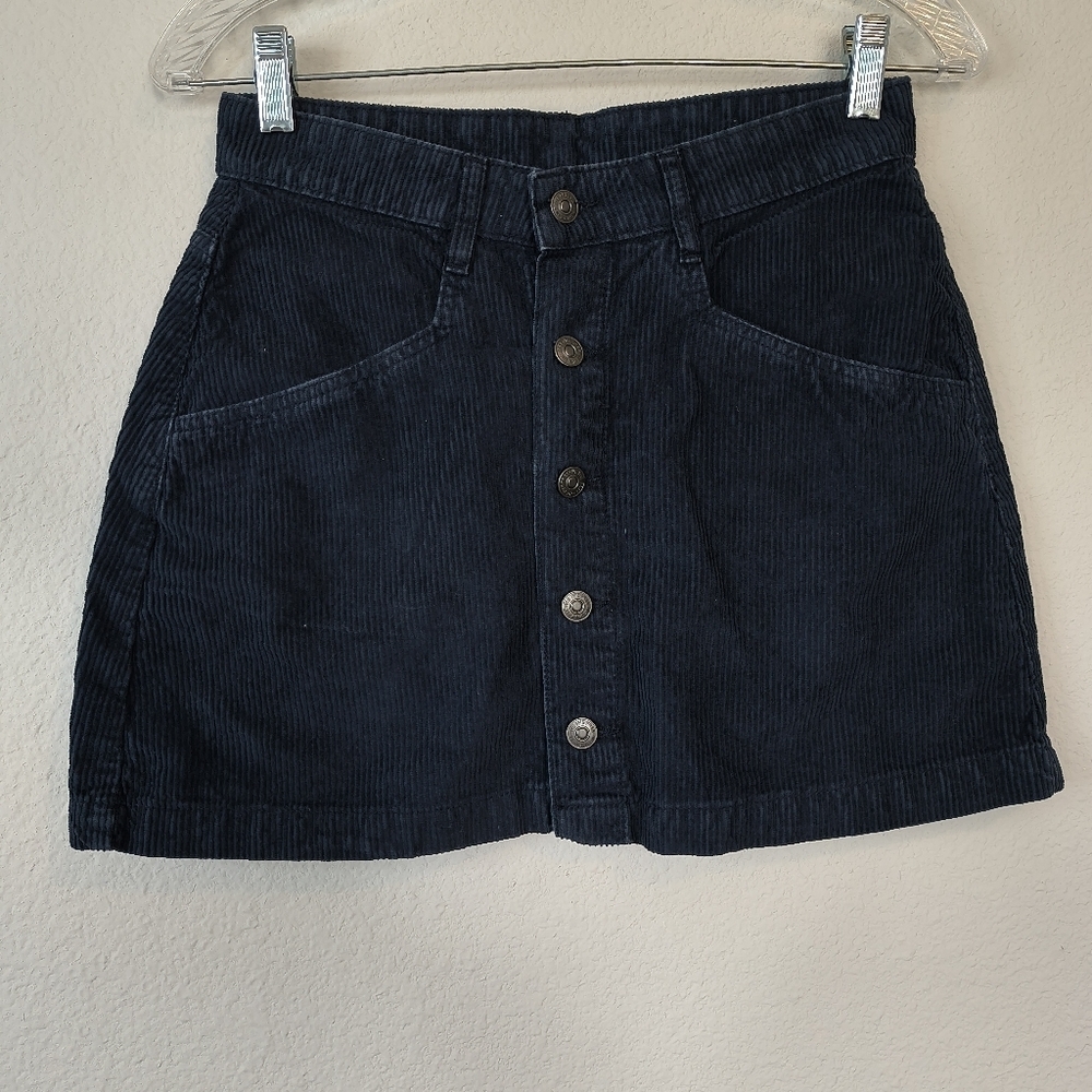 Free People Corduroy‎ Mini Skirt Blue Size 6